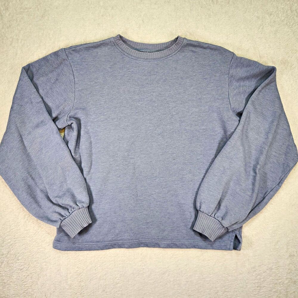 So Lounge Life Women’s XS Crewneck Pullover Sweatshirt Gray Fleece Ribbed Sleeve